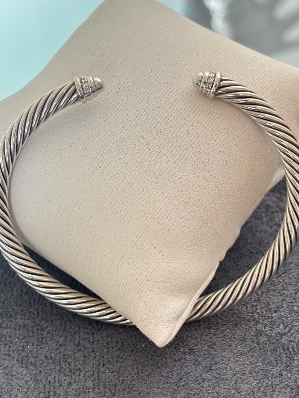 David Yurman 5mm Classic Cable Bracelet with Pavé Diamonds-Large
